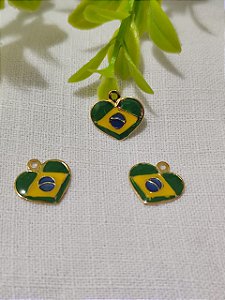 Pingente Coração Brasileiro 14mm Ouro (un)