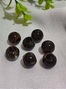 Bola Resina 16mm Marrom Mesclado, abertura 8mm (4un)