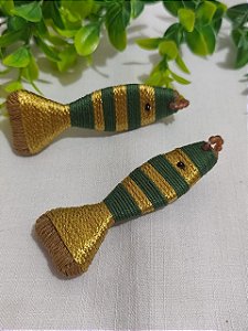 Pingente Peixe Artesanal Verde com Dourado 8,5cm (un)