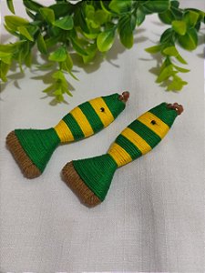 Pingente Peixe Artesanal Verde com Amarelo 8,5cm (un)