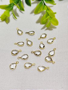 Pingente Gota Zircônia 10mm Ouro (5un)