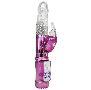 Vibrador Rotativo 36 Funcoes com Estimulador Clitoriano