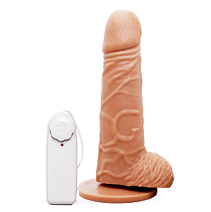 Protese Realistica com Vibro Ventosa e Escroto 16,5x4 cm