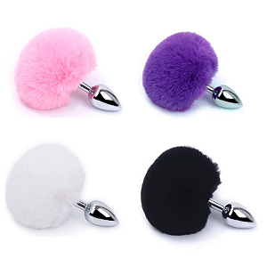 Plug Anal em Metal 7cm com Pompom Colorido