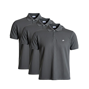 (Kit 05) Camisa Polo Masculina Malha Piquet 50% Poliester 50% Algodão