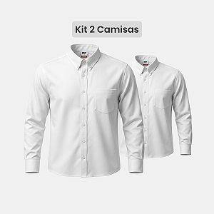 Kit 2 Camisas Sociais Masculina Branca Brim