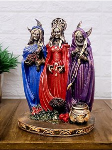 Estátua Deusa Trípllice Colorida Resina 26cm