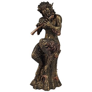 Estatua Deus Pan Tocando Flauta Resina 23cm