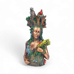 Busto Deusa Gaia Mãe Terra em Resina 22cm – Força e Conexão com a Natureza