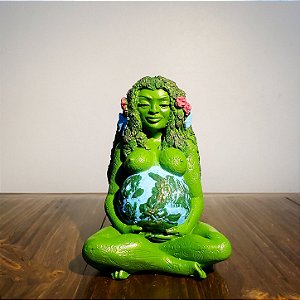 Estátua Deusa Gaia Mãe Terra em Resina 16cm – Coleção Bruxaria Verde