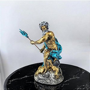 Estátua Deus Poseidon em Resina 25cm – Grande Senhor dos Mares
