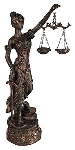 Estátua Deusa Têmis da Justiça em Resina 45,5cm – Acabamento Bronze Rústico