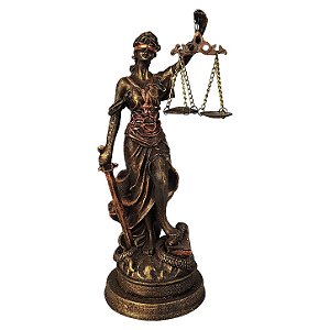 Estátua Deusa Têmis da Justiça em Resina 21cm – Pequena Bronze Rústico