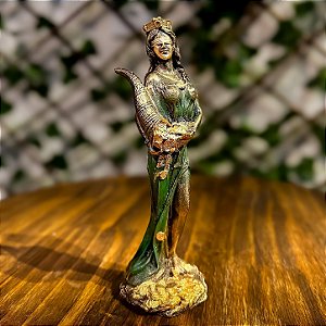 Estátua Deusa Tique Fortuna em Resina 17cm – Sorte e Abundância (Cornucópia)