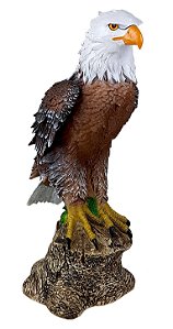 Estátua Águia no Tronco em Resina 49cm GG – Grande Animal de Poder (3kg)