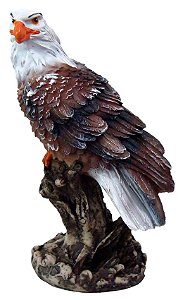 Estátua Águia no Tronco em Resina 22cm – Animal de Poder (Compacta)