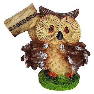 Estátua Coruja Guardiã da Sabedoria em Resina – 14,5cm