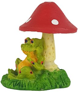 Estatueta Sapo no Cogumelo em Resina – Amuleto Elemental e Magia das Fadas