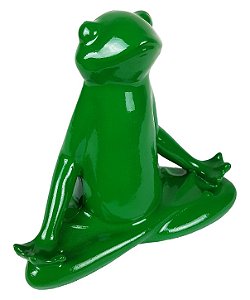 Estatueta Sapo Yoga Verde em Resina – Totem Zen, Meditação e Equilíbrio Energético