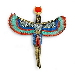 Estátua de Parede Deusa Ísis Alada em Resina – Portal da Suprema Magia, Proteção Territorial e Escudo Astral (28 cm)