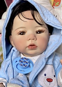 BEBÊ REBORN MENINO REALISTA TODO MOLINHO PEDRINHO CABELO HUMANO MARAVILHOSO  - Maternidade Mundo Baby Reborn