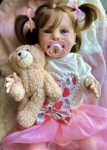 BEBÊ REBORN MENINA ELISA MEGA REALISTA TODA EM SILICONE COLEÇÃO NOVA