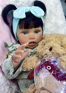 BEBÊ REBORN MENINA SILICONE VIRGINIA COM DENTINHO