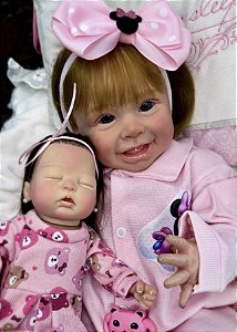 BEBÊ REBORN MENINA SILICONE ANALUZ COM MINI REBORN DE BRINDE