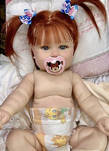 BEBÊ REBORN MENINA SILICONE MORANGUINHO PARA BANHO