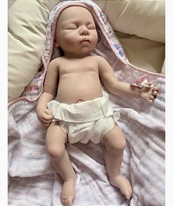 BEBÊ REBORN BONECA EMMA SILICONE SÓLIDO BEM MOLINHA MEGA REALISTA