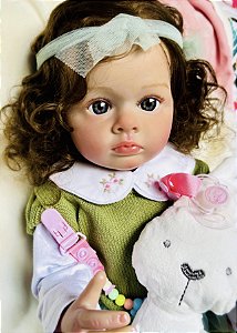 BEBÊ REBORN MENINA MIKELLY MEGA REALISTA TODA DE LUXO EM SILICONE COM COELHO DE BRINDE