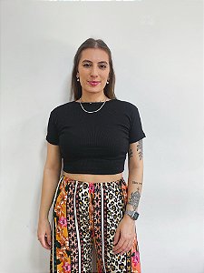 Cropped manguinha canelado