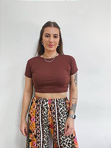 Cropped manguinha canelado