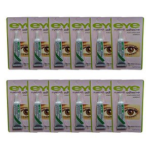 Cola para Cílios Portiços Transparente a Prova D'Agua Eye Eyelash Adhesive 7g - 12 Unidades