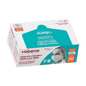 Mascara Cirurgica Tripla com Filtro TNT Branca 50un Vabene
