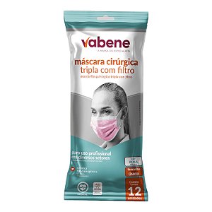 Máscara Tripla TNT Vabene Rosa 12un