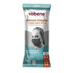 Máscara Tripla TNT Vabene Preta 12un