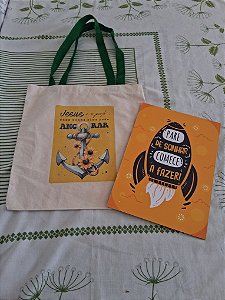 kit sacola ecobag + placa decorativa de MDF