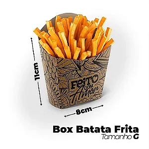 Caixa Batata Frita Feito com Amor G (11x9x8cm) - Pacote com 50 unidades
