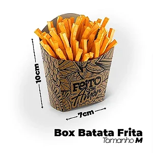 Caixa Batata Frita Feito com Amor M (7x5x10cm) - Pacote com 50 unidades