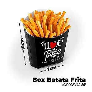 Caixa Batata Frita I Love Fritas M (10x7x5cm) - Pacote com 50 unidades