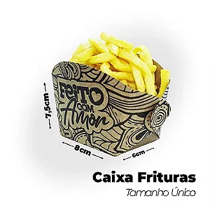Caixa Fritas Feito com Amor (8x6x7,5cm) - Pacote com 50 unidades