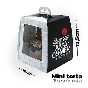 Caixa para Mini Torta "Gente que ama comer" (10x10x12,5cm) - Pacote com 50 unidades