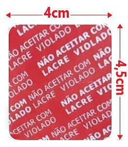 Lacre de Segurança Anti Violação Para Delivery (4x4.5cm) - Rolo com 100 etiquetas