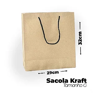 Sacola Kraft G com Alça Nylon (29x32x24cm) - Pacote com 50 unidades