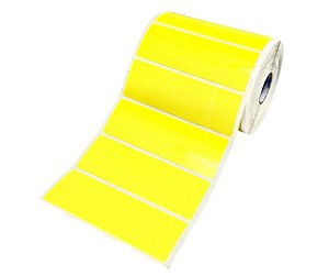 Etiqueta Adesiva 10,3x3,5 CM Papel Couche Amarela com Serrilha  - Caixa com 12 Rolos