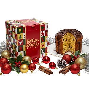 Caixa para Panetone de Natal "Boas Festas" (14x15.5x14cm)