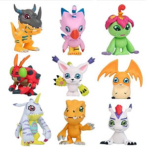 Kit 9 Miniaturas Digimon World Brinquedo Coleção Bonecos