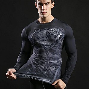 Camisa De Compressão Superman Estampada Térmica Uv Fit Moto Luta