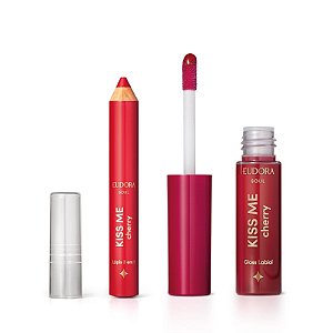 Combo Kiss Me Cherry: Gloss Labial 5,5ml + Lápis Multifuncional 3 em 1 1,2g